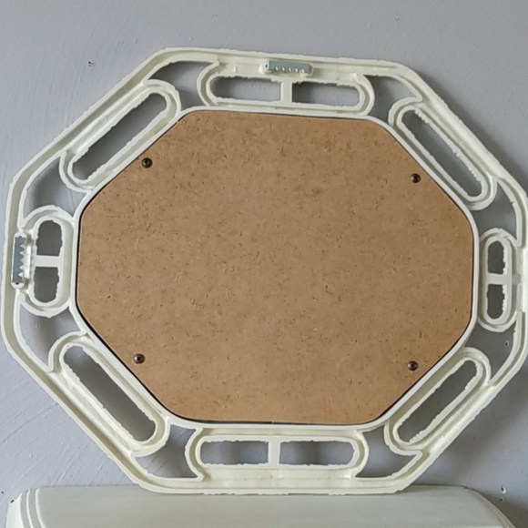 Homco white faux wicker mirror & shelf - Picture 12 of 16